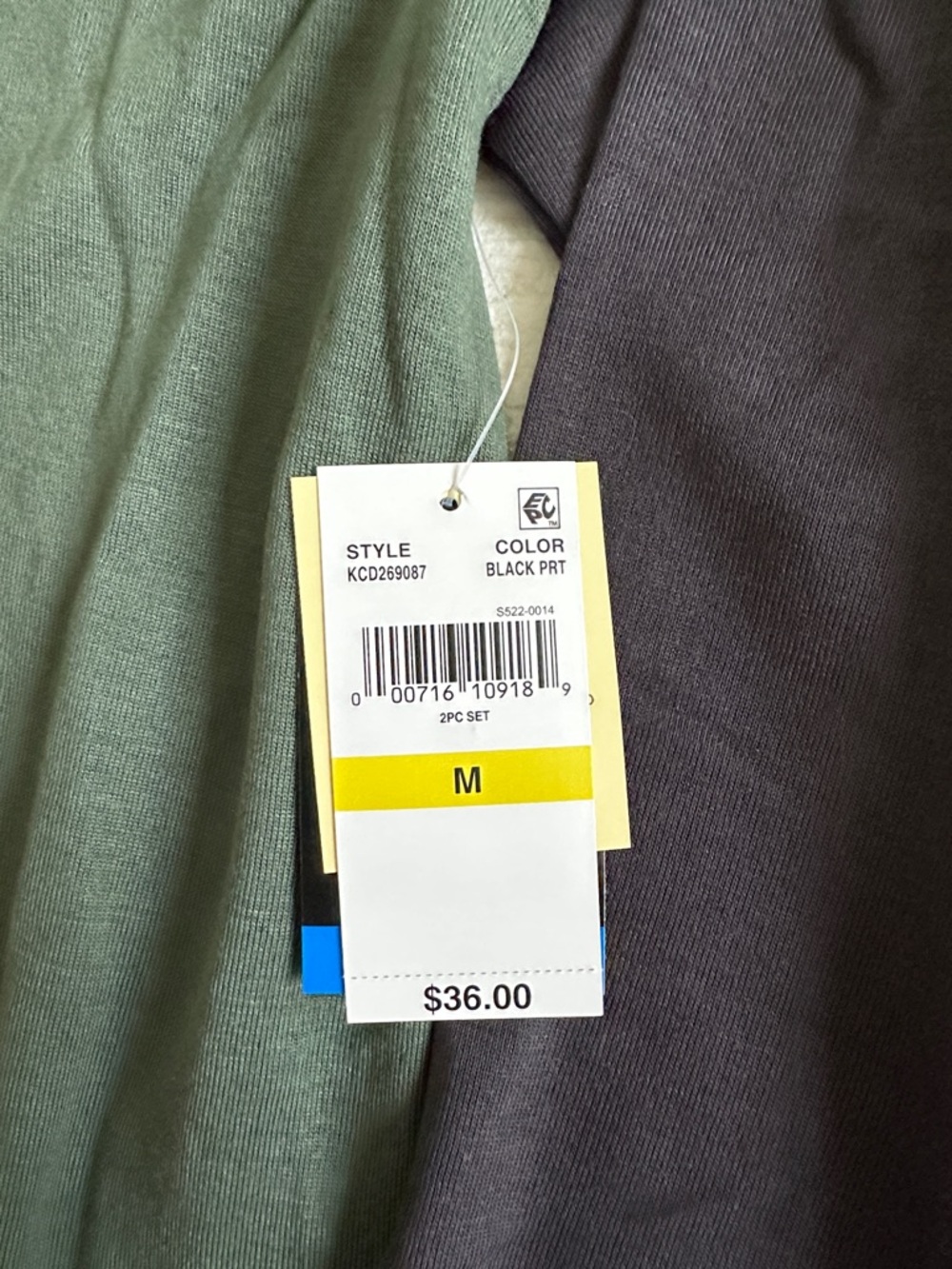 Cuddl Duds Green Long Sleeve Top with Black/Gray Jogger Bottoms NWT - Picture 6 of 6